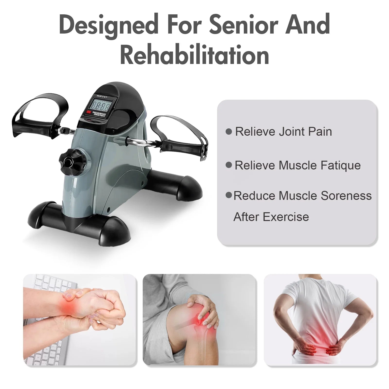 Baokaler under Desk Exercise Bike, Foot Pedal Exerciser, Portable under Desk Pedal Stepper with Digital Display, Mini Leg Exerciser for Home