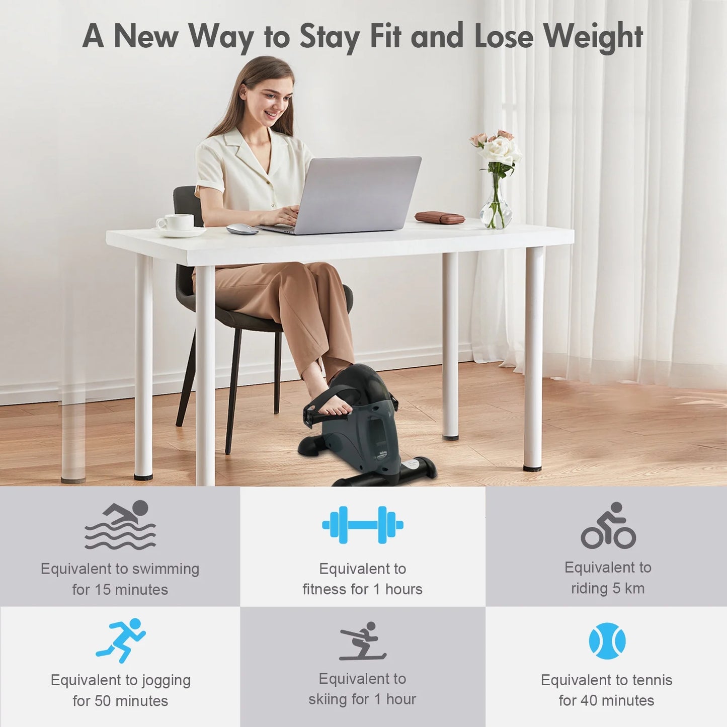 Baokaler under Desk Exercise Bike, Foot Pedal Exerciser, Portable under Desk Pedal Stepper with Digital Display, Mini Leg Exerciser for Home