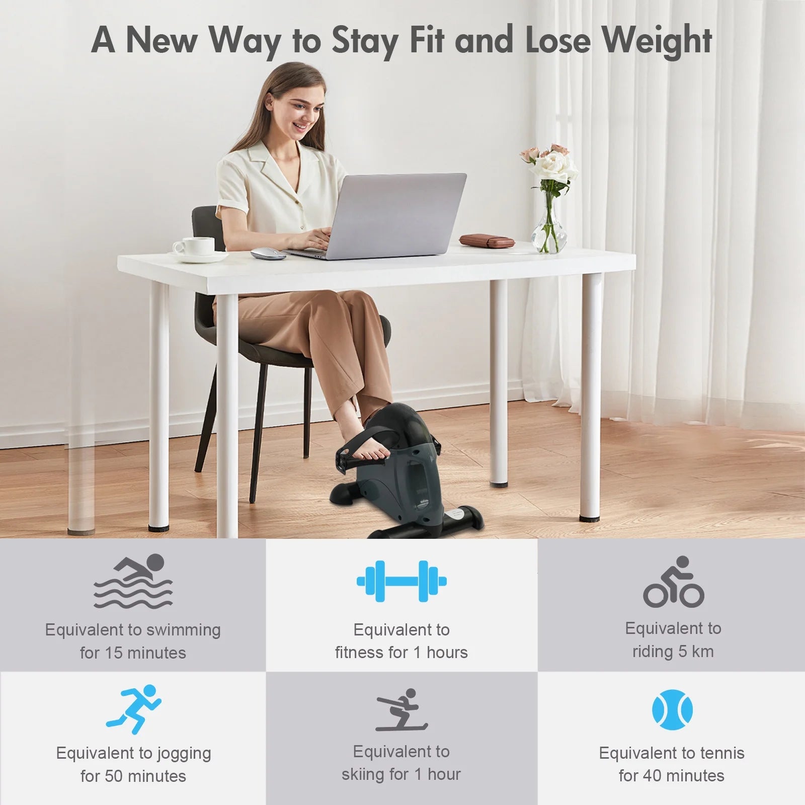 Baokaler under Desk Exercise Bike, Foot Pedal Exerciser, Portable under Desk Pedal Stepper with Digital Display, Mini Leg Exerciser for Home